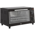 Mini Oven, 9L Countertop Electric Grill, Toaster Oven with Adjustable Temperature, Timer, Dishwasher Safe Baking Tray and Wire Rack, 750W, Black