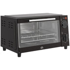 Mini Oven, 9L Countertop Electric Grill, Toaster Oven with Adjustable Temperature, Timer, Dishwasher Safe Baking Tray and Wire Rack, 750W, Black