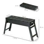 Outsunny Foldable Charcoal Grill - Black
