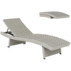 Outsunny Outdoor PE Rattan Sun Lounger, Folding Wicker Garden Lounger Recliner with 4-Level Adjustable Backrest, Rolling Sunbed Lounge Chair with Wheels, Non-Slip Legs for Balcony, Beach, Grey