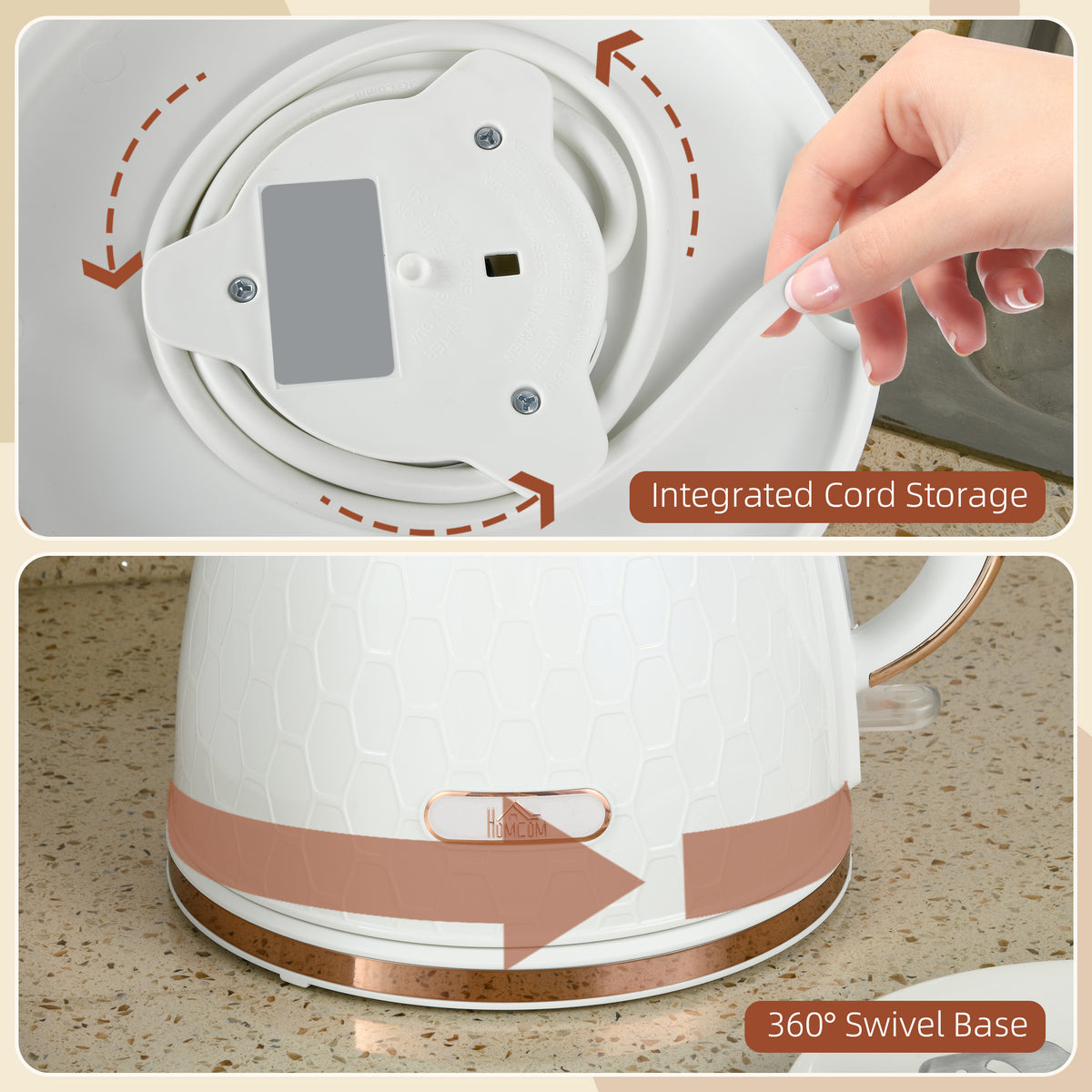 3kW Rapid Boil Honeycomb Kettle - Cream