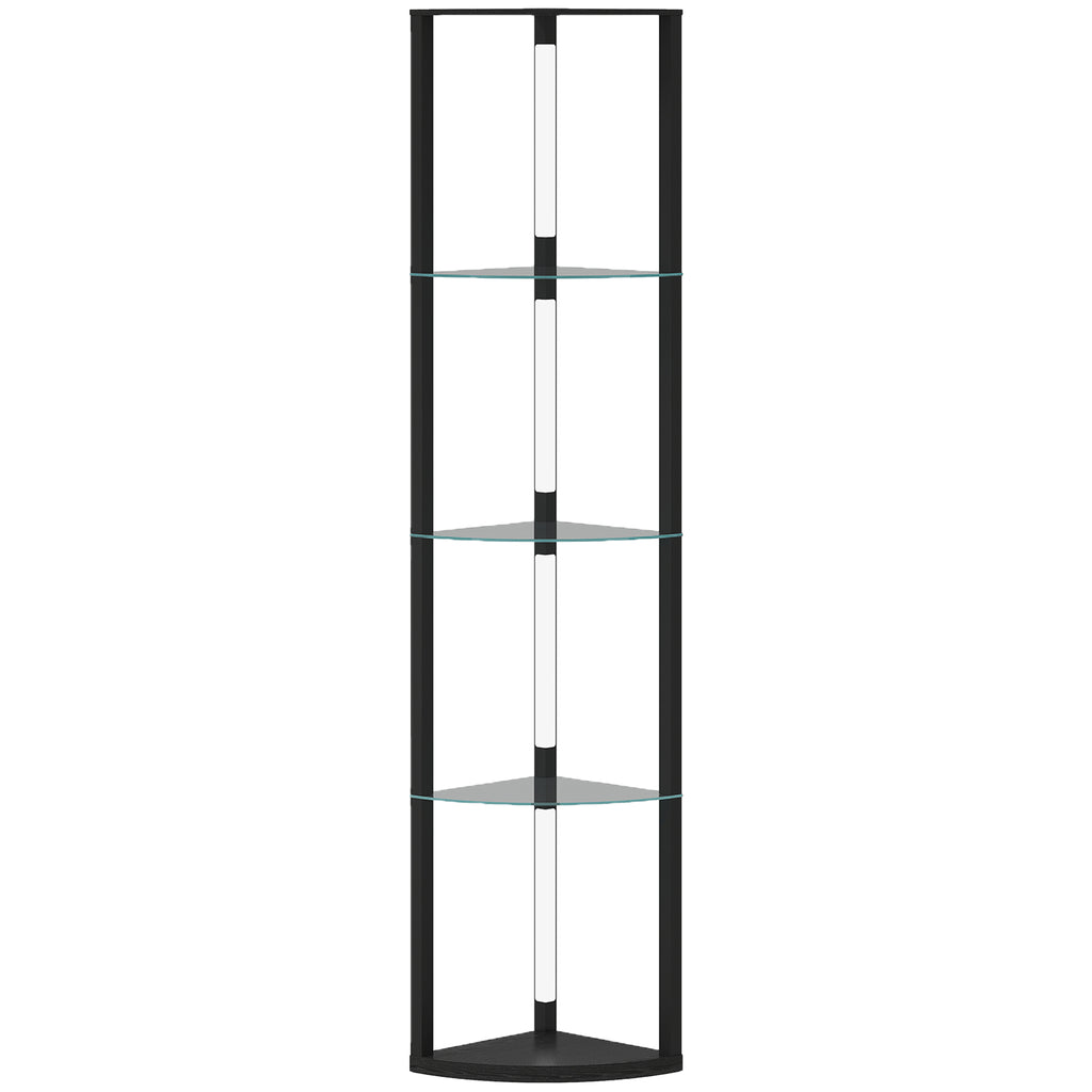 LED Floor Lamp with Shelves, Dimmable Standing Lamp with Foot Switch for Living Room, Bedroom, Black