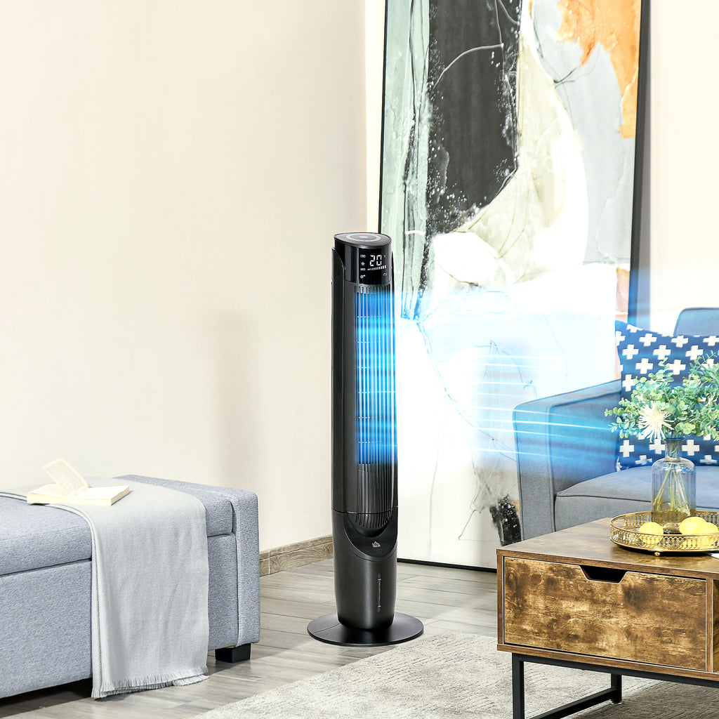 Ice Cooling Tower Fan, Water Conditioner Evaporative Air Cooler Unit with 4 Modes, 3 Speed, Remote Control, Timer, Oscillating for Home Bedroom, Black