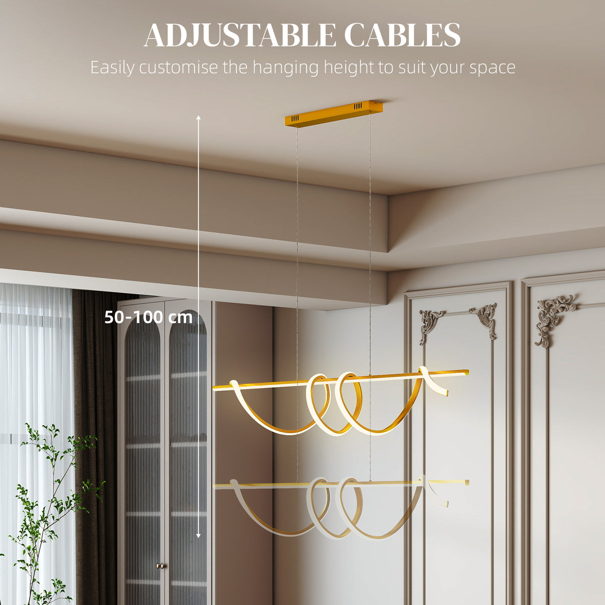 Pendant Light with 3 Colour Temperatures - Gold Tone
