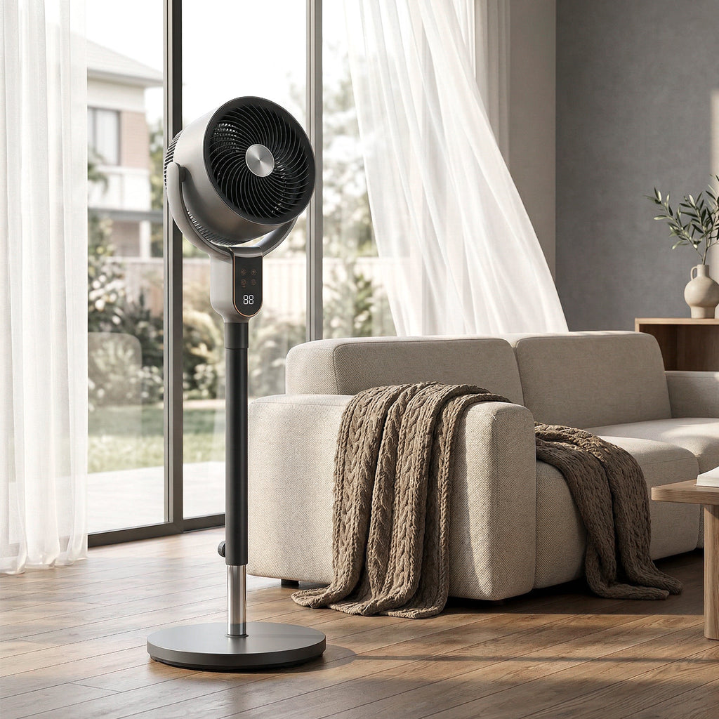 20 dB Silent Standing Fan for Bedroom, 42" Pedestal Fan with Remote, 90° Oscillating, 8 Speeds, Remote Control, Grey