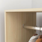 Open Wardrobe on Wheels, Bedroom Wardrobe with Clothes Hanging Rail, 2 Storage Shelves, Mobile Garment Rack for Cloakroom, Hallway, Natural