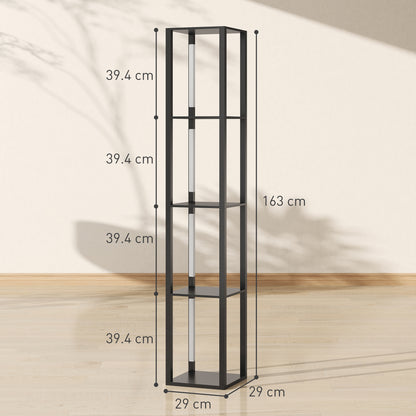 LED Floor Lamp with Shelves, Modern Dimmable Standing Lamp with 3 Brightness Levels and Foot Switch for Living Room, Bedroom, Office, Black