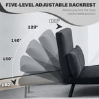 HOMCOM 4-in-1 Velvet-Feel Double Sofa Bed, with Pillows - Black