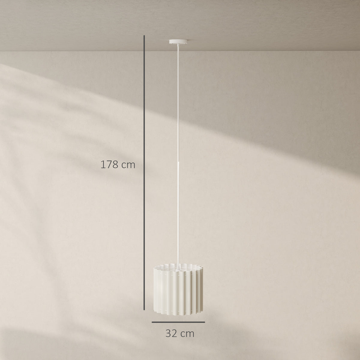 Linen Pendant Light, Bedside Ceiling Lamps with E27 Bulb, Modern Hanging Lights for Living Room, Bedroom, Kitchen, Hallway, White