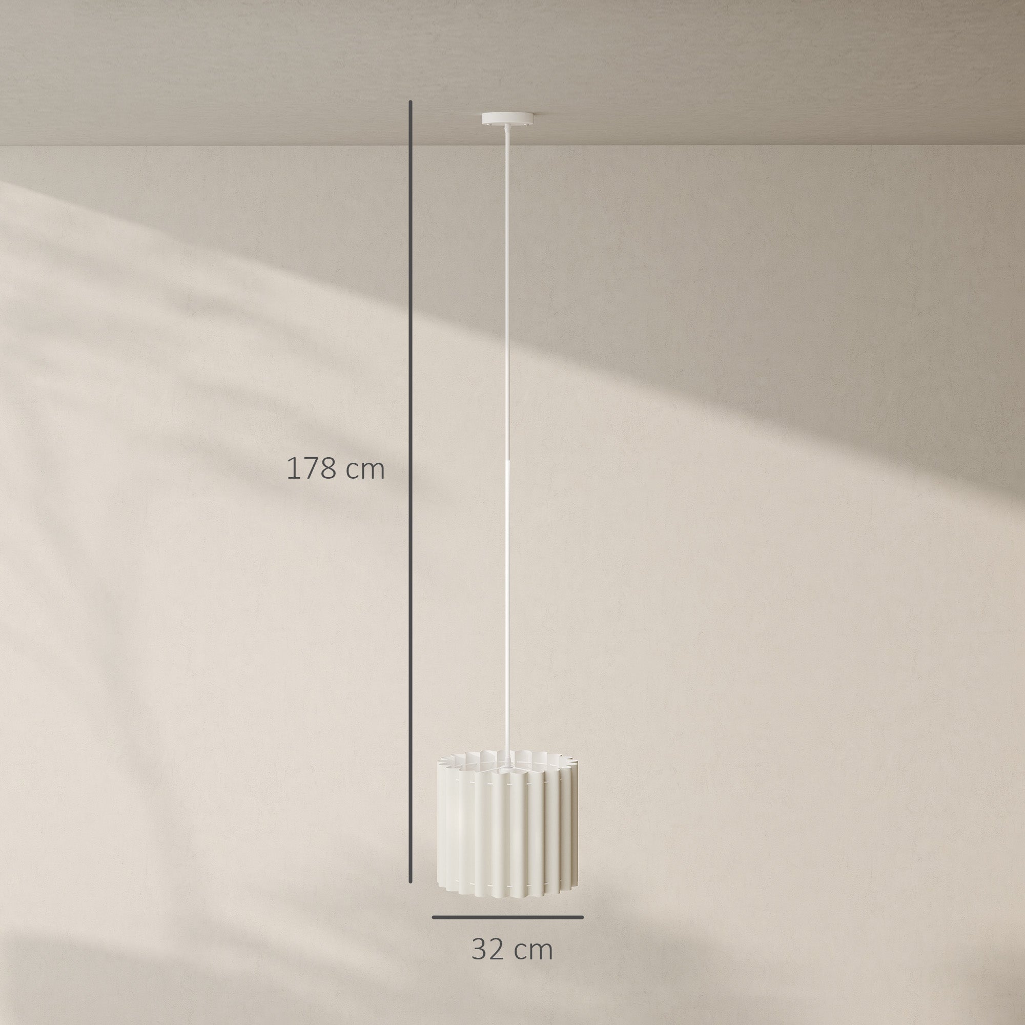 Linen Pendant Light, Bedside Ceiling Lamps with E27 Bulb, Modern Hanging Lights for Living Room, Bedroom, Kitchen, Hallway, White