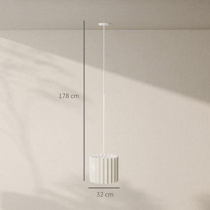 Linen Pendant Light, Bedside Ceiling Lamps with E27 Bulb, Modern Hanging Lights for Living Room, Bedroom, Kitchen, Hallway, White