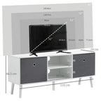 TV Cabinet Stand Unit for TVs up to 50'' with Foldable Drawers, Entertainment Centre for Living Room White