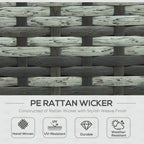 Outsunny Four-Piece Rattan Sofa Set with 11 Cushions, Steal Frame - Grey