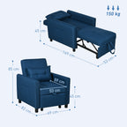 HOMCOM Linen-Look Single Chair Bed with Thick Padding - Blue