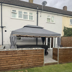 Outsunny 3 x 4m Aluminium Garden Gazebo, Marquee Canopy Shelter Pavilion Party Tent with Nets and Curtains for Garden and Deck, Grey