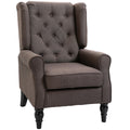 HOMCOM Wingback Accent Chair, Retro Upholstered Button Tufted Occasional Chair for Living Room and Bedroom, Brown