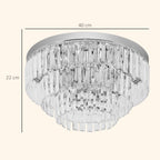 Set of 2 Modern Crystal Ceiling Lights, Chandeliers, Pendant Lamps w/ 7 Lights, E14 Fittings for Living Room, Bedroom, Silver