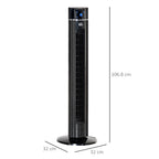 Anion Tower Fan for Bedroom, 42 inch, 6 m/s Powerful Velocity, Standing Floor Fan with 60° Oscillating, 3 Modes, 3 Speeds, 8 Hour Timer, LED Display, Remote Control, Black