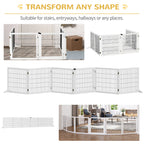 PawHut Wooden Pet Gate, Freestanding Dog Safety Barrier with 2 Support Feet, White
