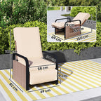 Outsunny 140° Reclining Rattan Armchair - Brown/Khaki