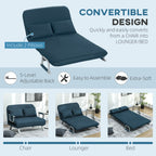 HOMCOM Two-Seater Click-Clack Sofa Bed - Navy Blue