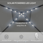 Outsunny 3.36 x 3.36m Pop Up Gazebo Party Tent with Solar-Powered LED Lights, Adjustable Event Shelter with Netting, Black