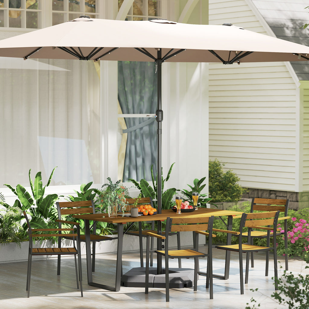 Outsunny Seven-Piece Wood Panel Patio Dining Set - Brown/Black