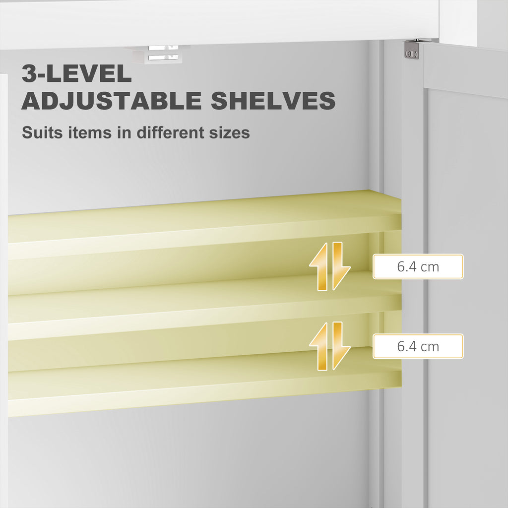 HOMCOM Bathroom Wall Cabinet with Adjustable Shelves - White