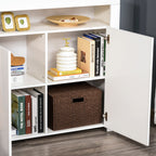HOMCOM 2-Door Sideboard with LED Light, High Gloss Lighted Storage Cabinet with Shelves and Open Compartment, Modern Kitchen Sideboard for Dining Room, Living Room, 107 x 35 x 97cm, White