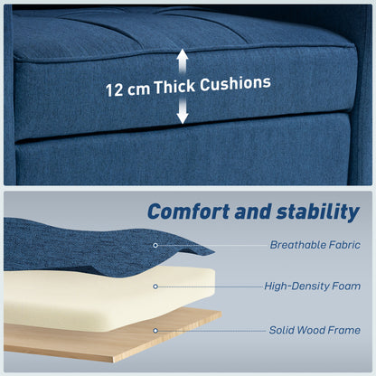 3-in-1 Single Sofa Bed, Convertible Sleeper Chair Bed with 3-level Adjustable Back - Dark Blue
