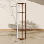 RGB LED Floor Lamp with Shelves, Modern Dimmable Standing Lamp with Remote Control, Adjustable Brightness & Speed for Living Room, Bedroom, Office, Rustic Brown