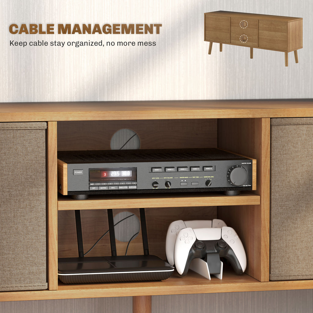 TV Cabinet Stand Unit for TVs up to 50'' with Foldable Drawers, Entertainment Centre for Living Room Brown