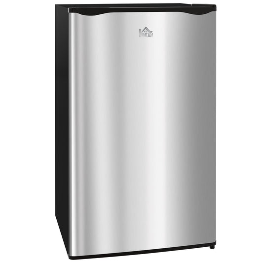 Under Counter Fridge, 91L Small Fridge with Chiller Box, Removable Shelf, Reversible Door, Adjustable Legs, Mini Refrigerator,  Silver Tone