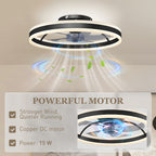 Ceiling Fan with Light and Remote, LED Mount Ceiling Fan with 3 Colour Temperatures, 6 Speed, 50 cm, Black