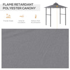 Outsunny 2.5M (8ft) New Double-Tier BBQ Gazebo Grill Canopy Barbecue Tent Shelter Patio Deck Cover - Grey