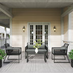 Outsunny 4 Pieces Rattan Garden Furniture Set - Charcoal Grey