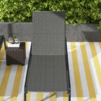Outsunny Foldable Outdoor PE Rattan Sun Lounger Set of 2, Patio Wicker Recliners Lounge Chair w/ 5-Level Adjustable Backrest, for Poolside, Garden, Grey