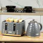 Four-Slice Rippled Toaster - Grey