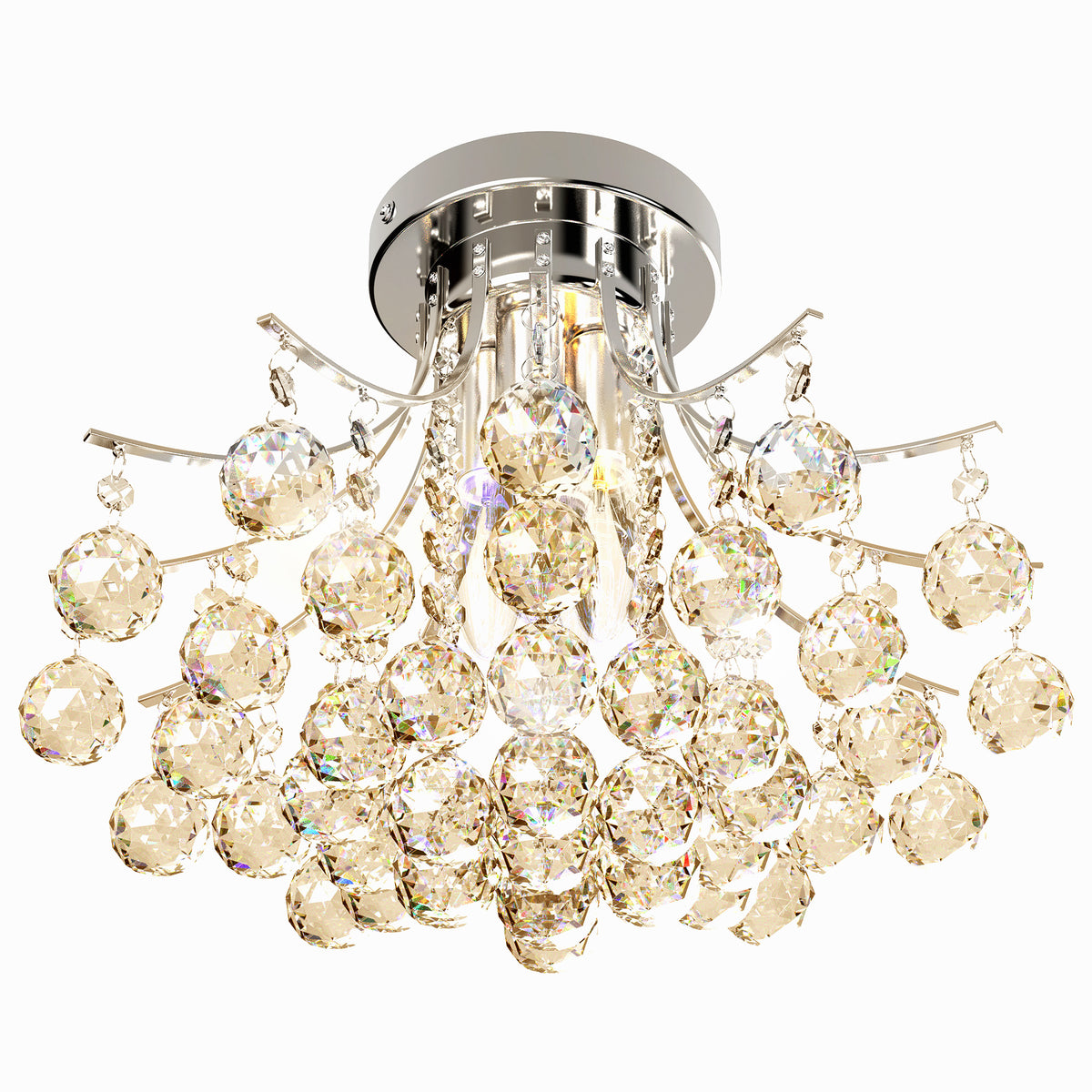 Crystal Chandeliers, 40cm K9 Droplets Ceiling Light with 3 E14 Bulb Base, Pendant Lights for Living Room, Bedroom, Dining Room, Hallway, Kitchen