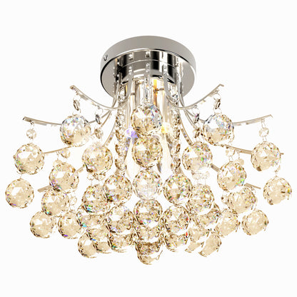 Crystal Chandeliers, 40cm K9 Droplets Ceiling Light with 3 E14 Bulb Base, Pendant Lights for Living Room, Bedroom, Dining Room, Hallway, Kitchen