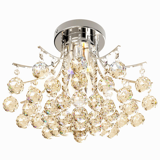 Crystal Chandeliers, 40cm K9 Droplets Ceiling Light with 3 E14 Bulb Base, Pendant Lights for Living Room, Bedroom, Dining Room, Hallway, Kitchen