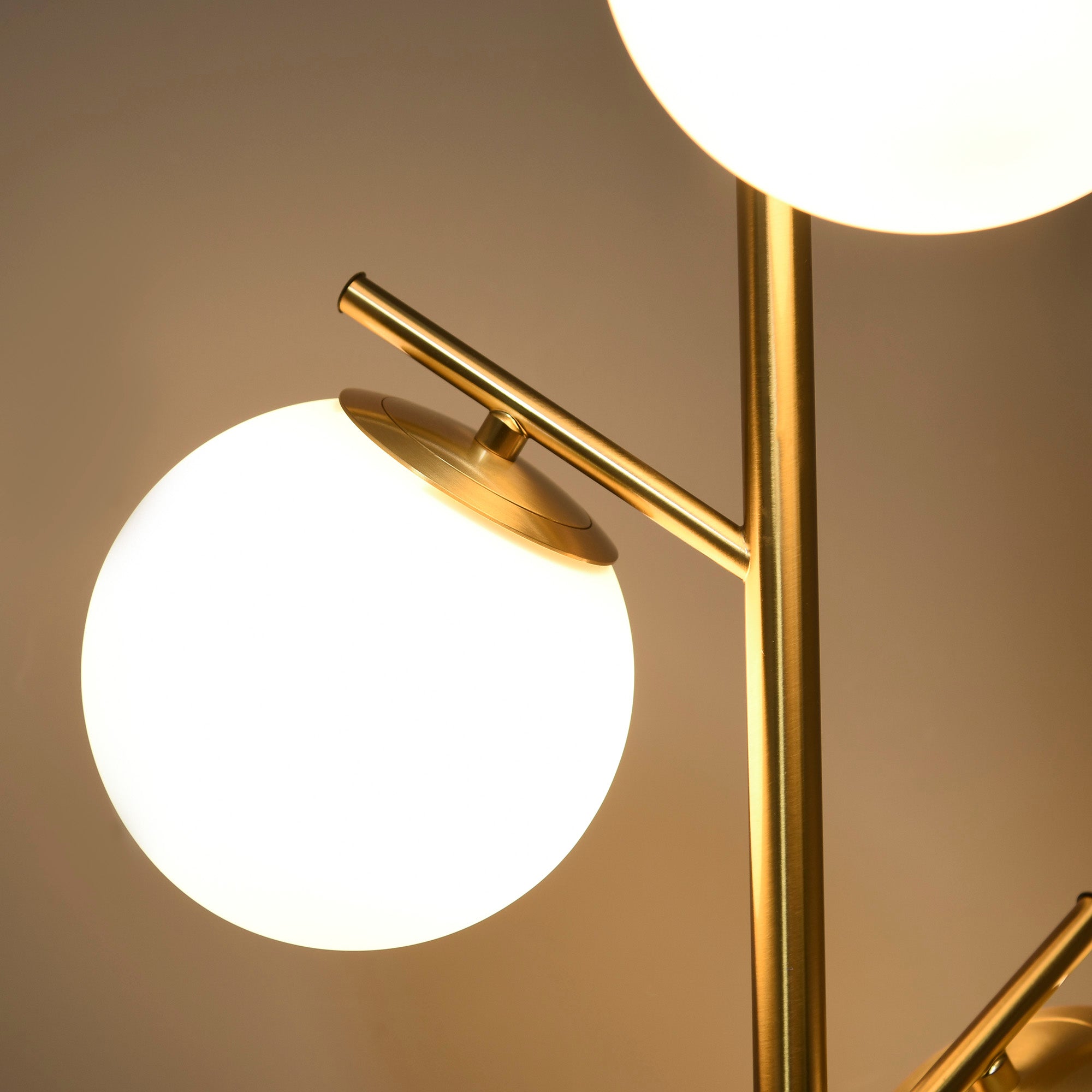3-Light Tree Floor Lamps for Living Room, Modern Standing Lamp for Bedroom with Globe Lampshade, Steel Base, Bulb not Included, Gold Tone
