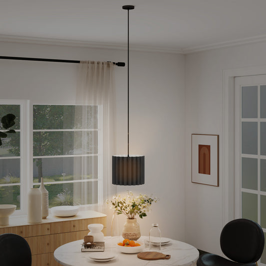 Linen Pendant Light, Bedside Ceiling Lamps with E27 Bulb, Modern Hanging Lights for Living Room, Bedroom, Kitchen, Hallway, Black