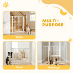 PawHut Dog Gate Pet Safety Gate Stair Barrier Pressure Mount Adjustable 76-82/86-97/101-107 cm, White