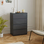 HOMCOM High Gloss Chest of Drawers, 4-Drawer Storage Cabinets, Modern Dresser for Bedroom, Grey