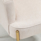 HOMCOM Accent Chair, Living Room Armchair, Vanity Chair with Gold Plating Metal Legs and Soft Padded Seat for Bedroom and Café, Set of 2, White