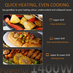 16L Mini 1400W Countertop Oven - Black/Silver Tone