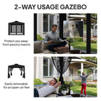Outsunny 3 x 3 m Metal Gazebo, Garden Pavillion, Double Roof Outdoor Canopy Shelter with Mesh Sidewalls, Black