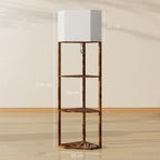 Corner Floor Lamp with Shelves, Tall Standing Lamps for Living Room, with Pull Chain Switch Bulb not Included, Rustic Brown