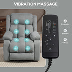 HOMCOM Power Lift Recliner Chair with Vibration Massage, Lift Chair for Elderly with Footrest, Remote, Side Pocket, Light Grey